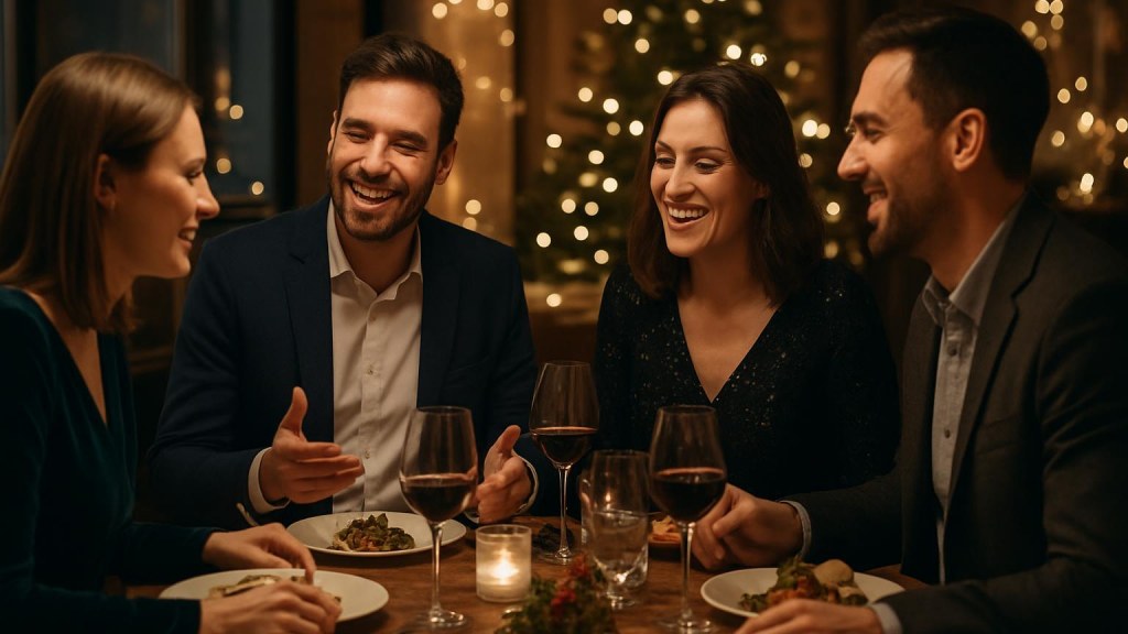 Gruppo di adulti in contesto sociale per Capodanno
